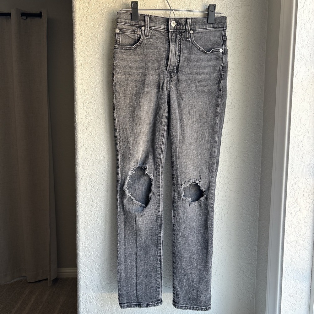 Madewell Women's 24 Jeans Gray Perfect Vintage Grey‎ Distressed High Rise